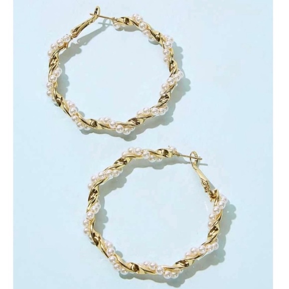 Pearl Hoop Spiral Earrings 🧚 - Picture 3 of 7